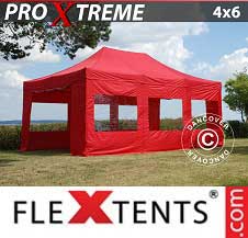 Carpa plegable FleXtents Pro Xtreme 4x6m Rojo, Incl. 8 lados