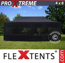 Carpa plegable FleXtents Pro Xtreme 4x8m Negro, Incl. 6 lado