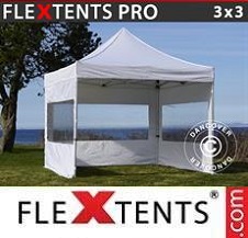Carpa plegable FleXtents Pro 3x3m Blanco, incl. 4 lados