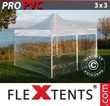 Carpa plegable FleXtents Pro 3x3m Transparente, Incl. 4 lados