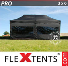 Carpa plegable FleXtents Pro 3x6m Negro, incl. 6 lados