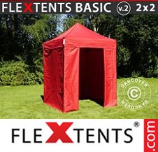 Carpa plegable FleXtents Basic 2x2m Rojo, Incl. 4 lados