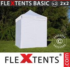Carpa plegable FleXtents Basic 2x2m Blanco, Incl. 4 lados