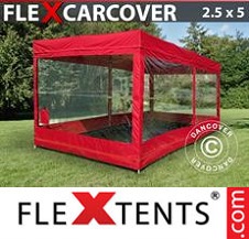 Carpa plegable FleXtents Basic 2,5x5m, Rojo