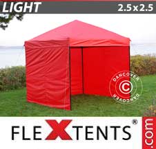 Carpa plegable FleXtents Light 2,5x2,5m Rojo, Incl. 4 lados