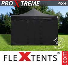 Carpa plegable FleXtents Pro Xtreme 4x4m Negro, Incl. 4 lado
