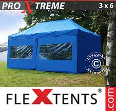 Carpa plegable FleXtents Pro Xtreme 3x6m Azul, incl. 6 lados