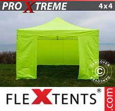 Carpa plegable FleXtents Pro Xtreme 4x4m Amarillo Flúor/verde, Incl. 4 lados