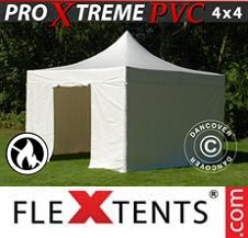 Carpa plegable FleXtents Pro Xtreme 4x4m, Blanco incl. 4 lados