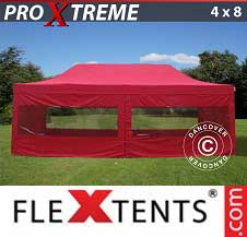 Carpa plegable FleXtents Pro Xtreme 4x8m Rojo, Incl. 6 lados