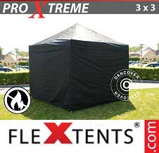 Carpa plegable FleXtents Pro Xtreme 3x3m Negro, Incl. 4 lado