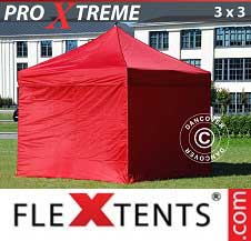 Carpa plegable FleXtents Pro Xtreme 3x3m Rojo, Incl. 4 lados
