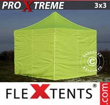 Carpa plegable FleXtents Pro Xtreme 3x3m Amarillo Flúor/verde, Incl. 4 lados