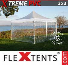 Carpa plegable FleXtents Pro Xtreme 3x3m Transparente, Incl. 4 lados