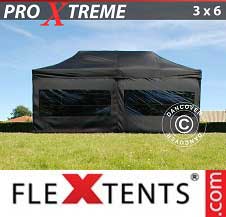 Carpa plegable FleXtents Pro Xtreme 3x6m Negro, Incl. 6 lado